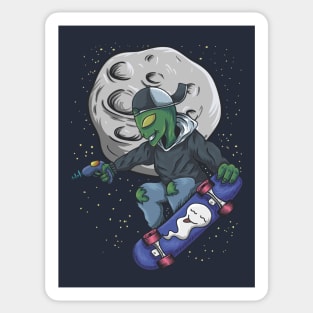 Skateboarding Alien in Outer Space Sticker